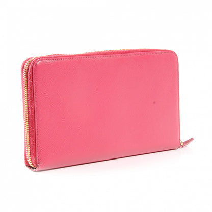 Prada Saffiano Zip Around Wallet Peonia 3 of 7