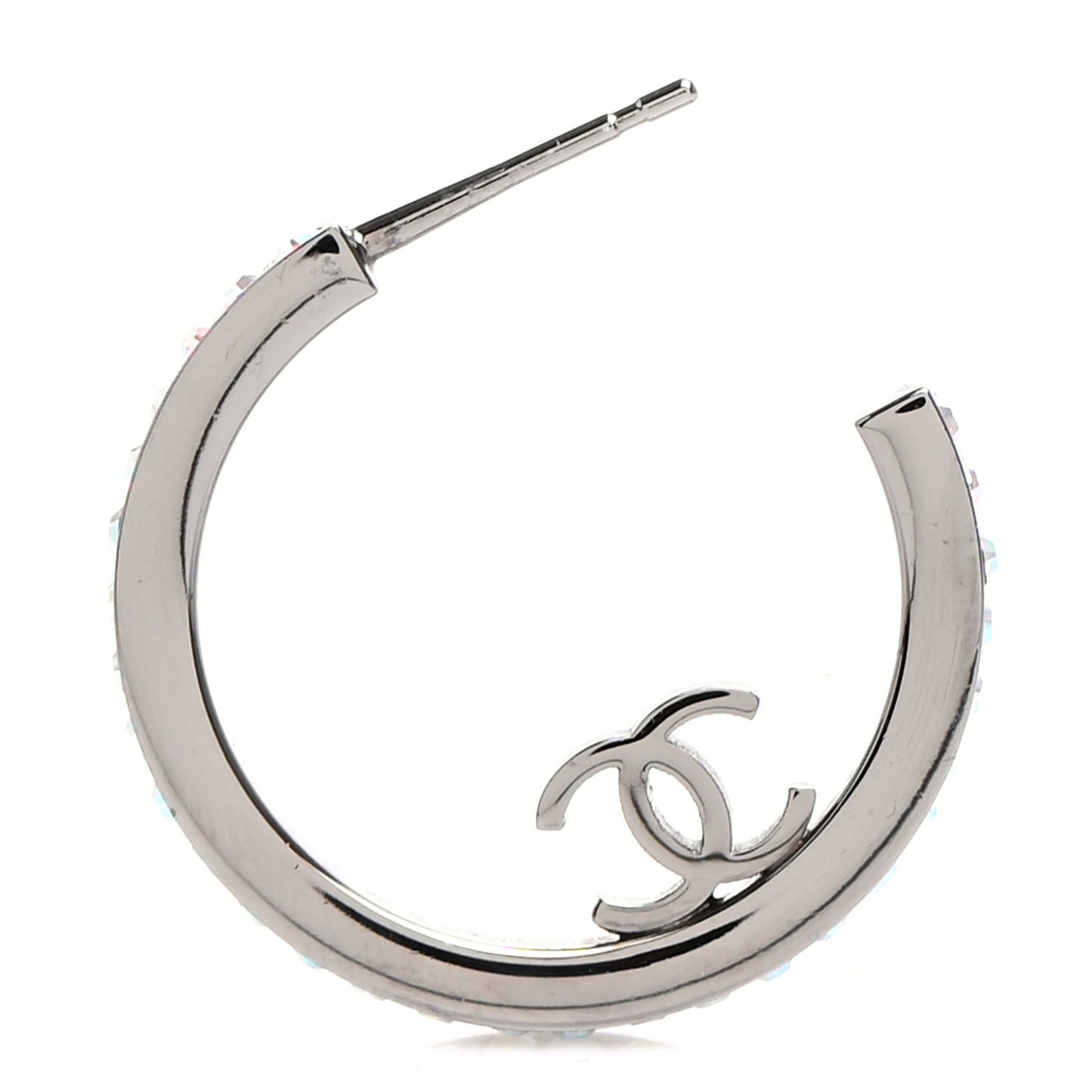Crystal CC Hoop Earrings Silver