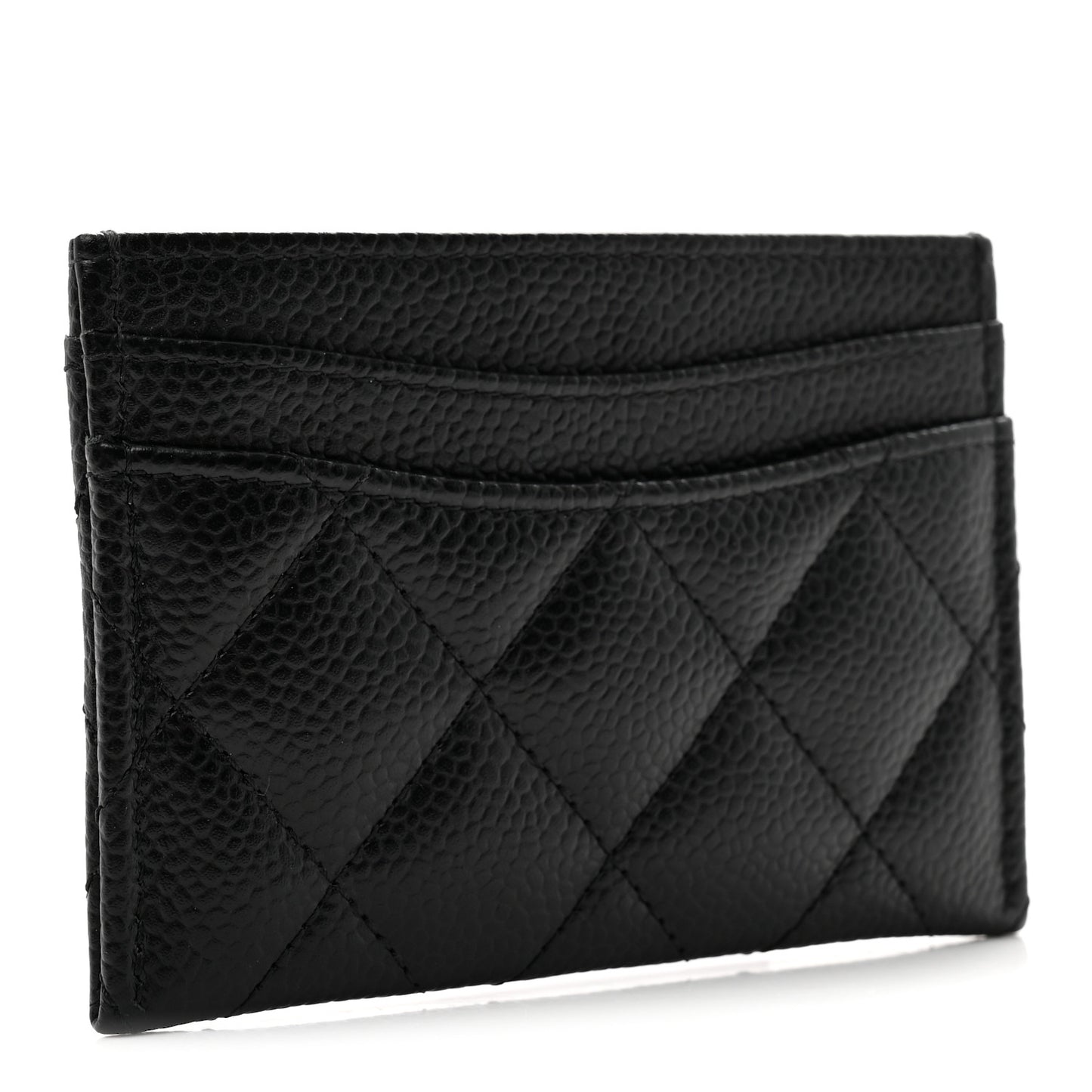 Caviar Quilted Card Holder Black