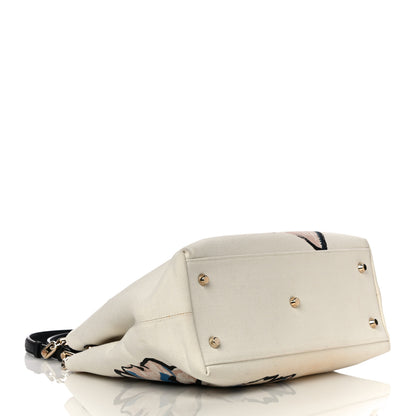 Christian Dior Canvas Printed Flower D-Light Tote White 4 of 10