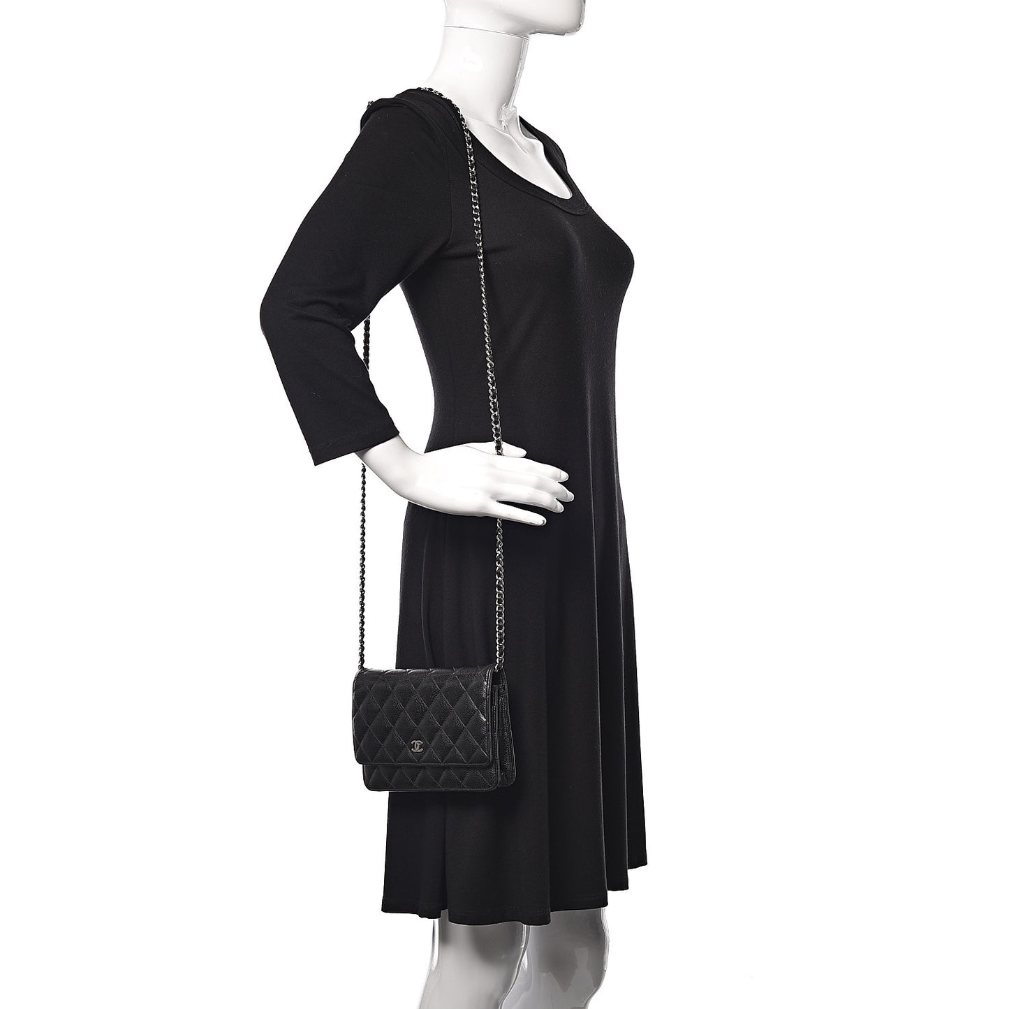 Caviar Quilted Wallet On Chain WOC Black