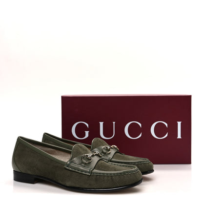 Gucci Corduroy Womens 1953 Horsebit Loafers 40 Sweet Military 10 of 10
