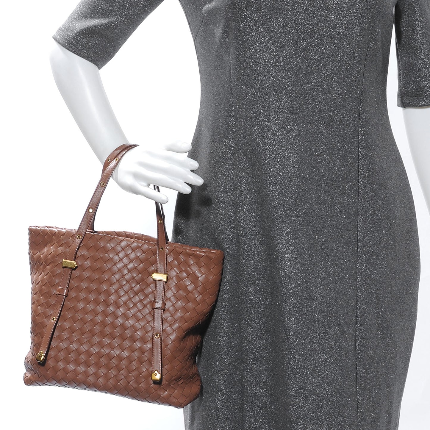 Nappa Intrecciato Small Tote Noce