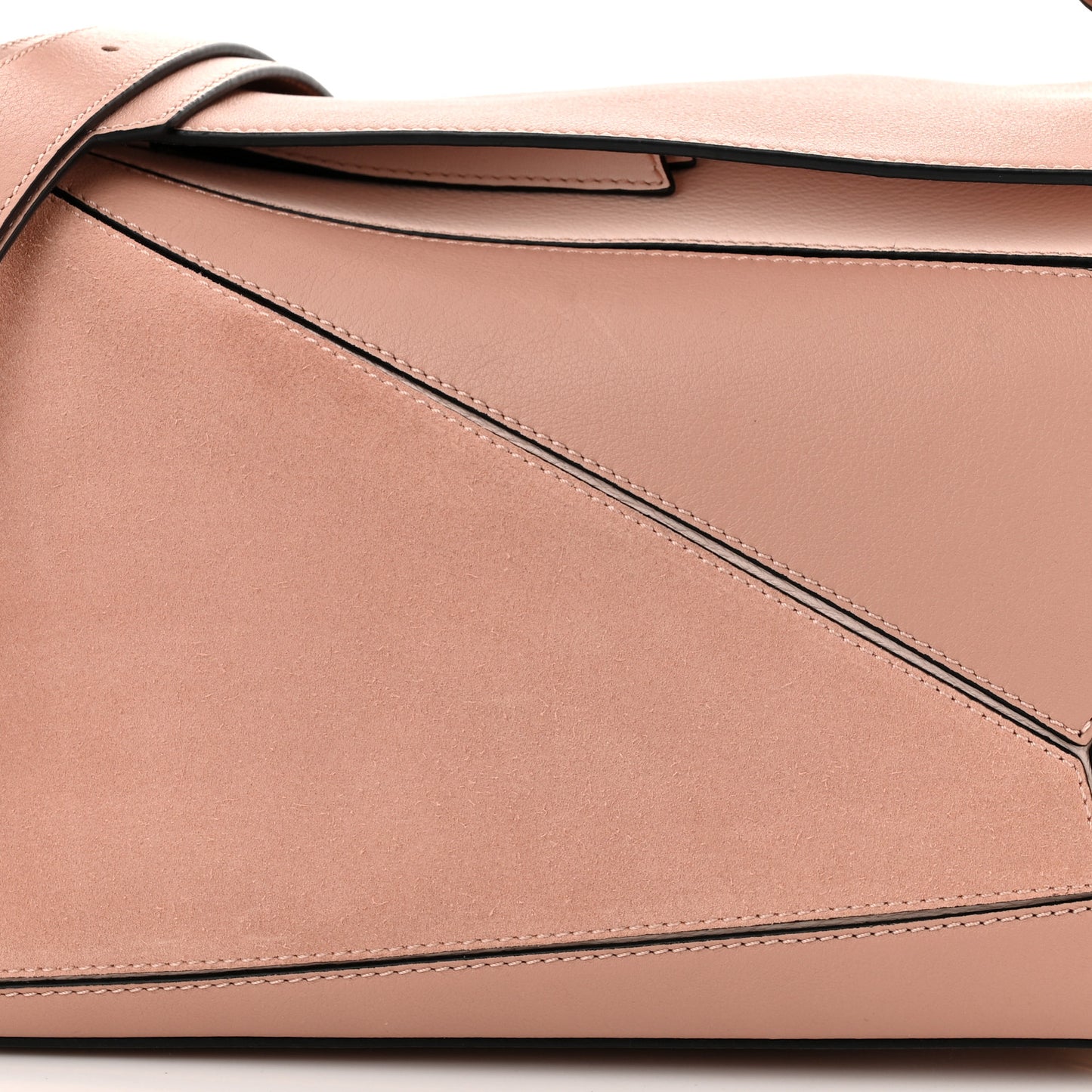 Calfskin Suede Medium Puzzle Bag Blush