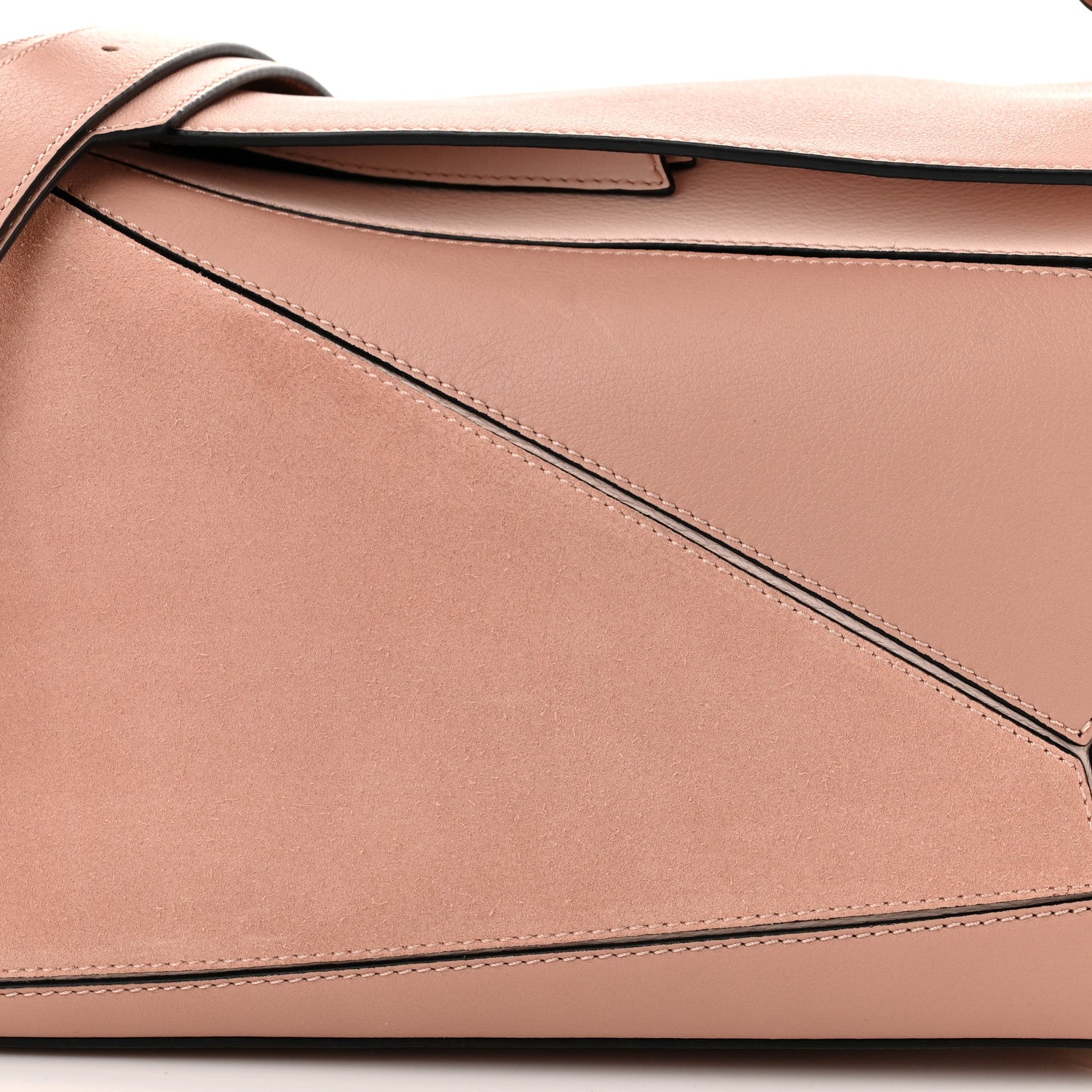 Loewe Calfskin Suede Medium Puzzle Bag Blush 8 of 10