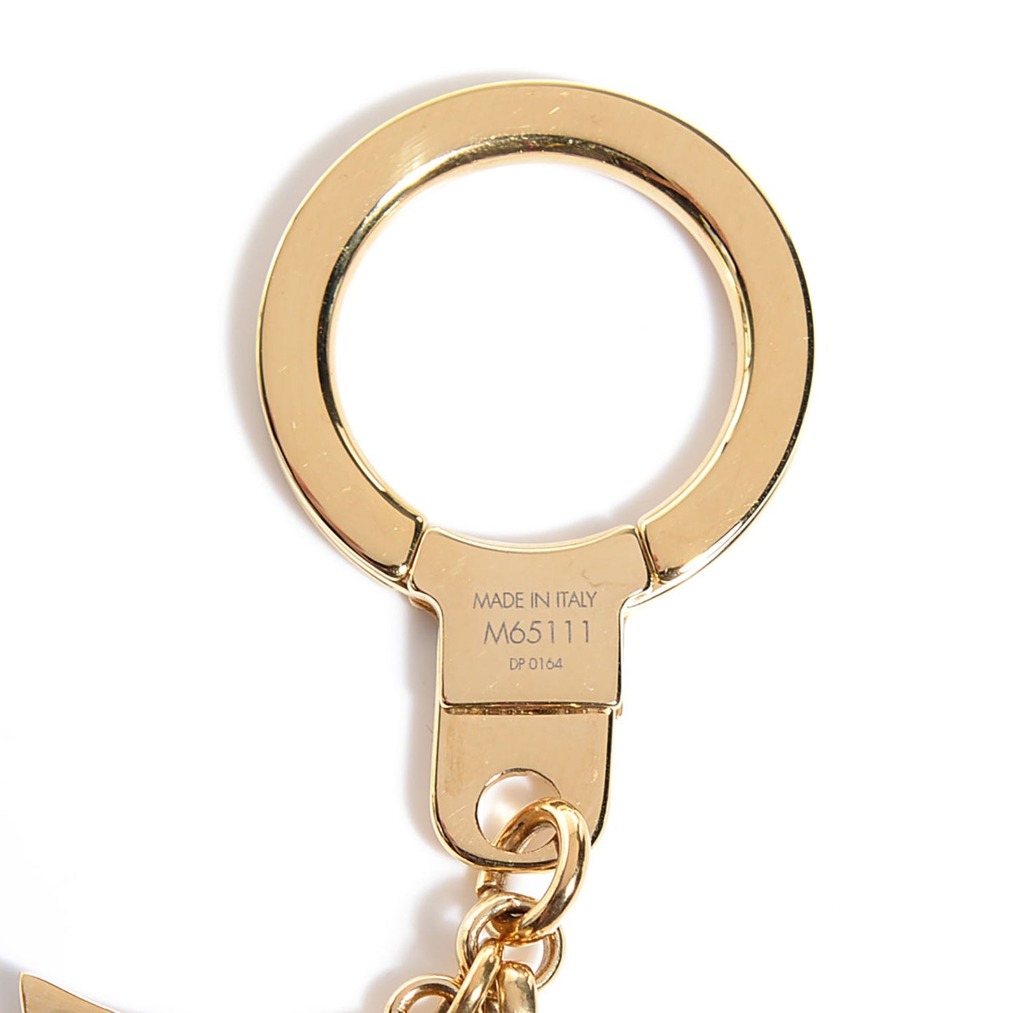 Brass Enamel Fleur De Monogram Bag Charm Chain Gold