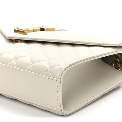 Saint Laurent Lambskin Mixed Matelasse Triquilt Medium Monogram Satchel Crema Soft 10 of 10