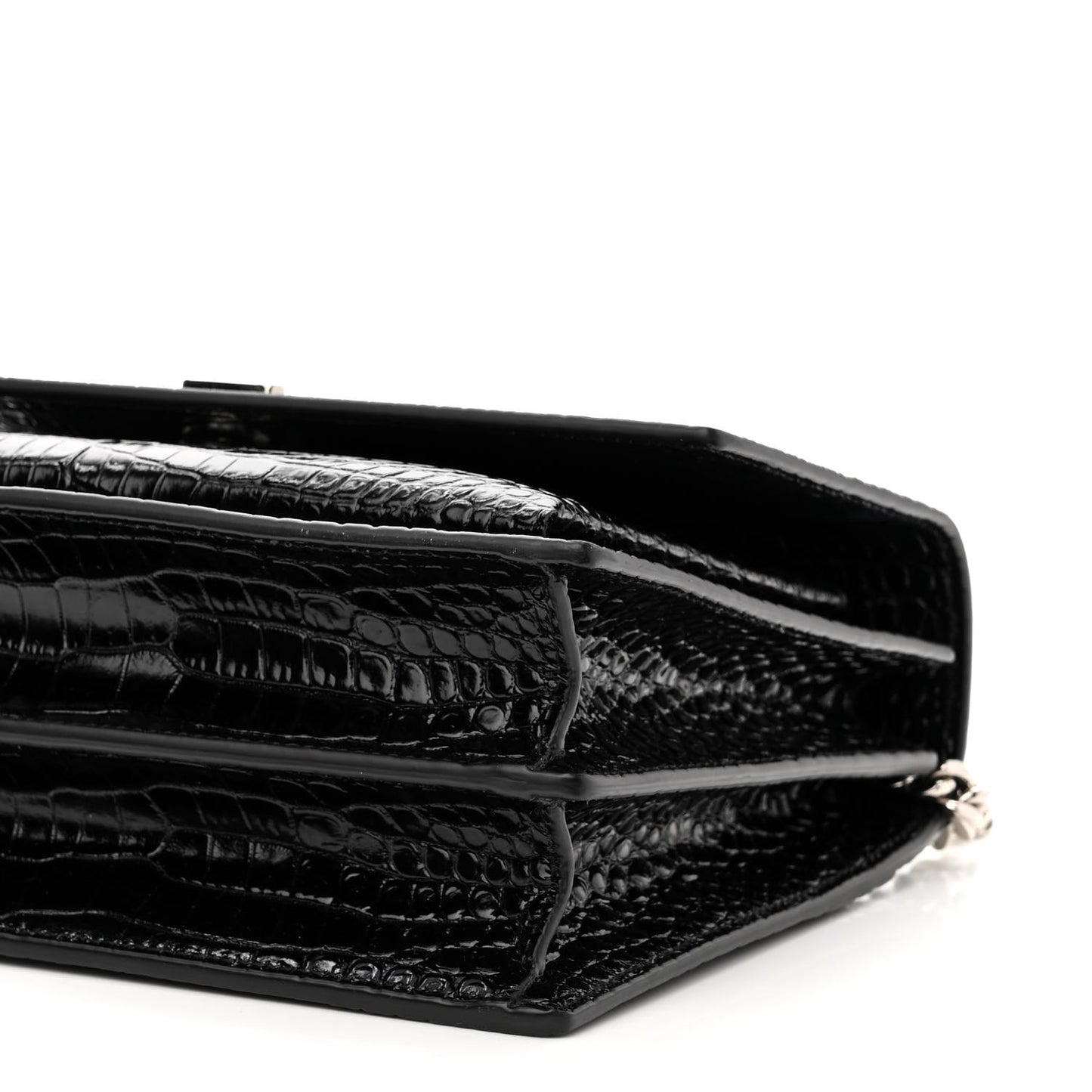 Calfskin Crocodile Embossed Medium Monogram Sunset Black