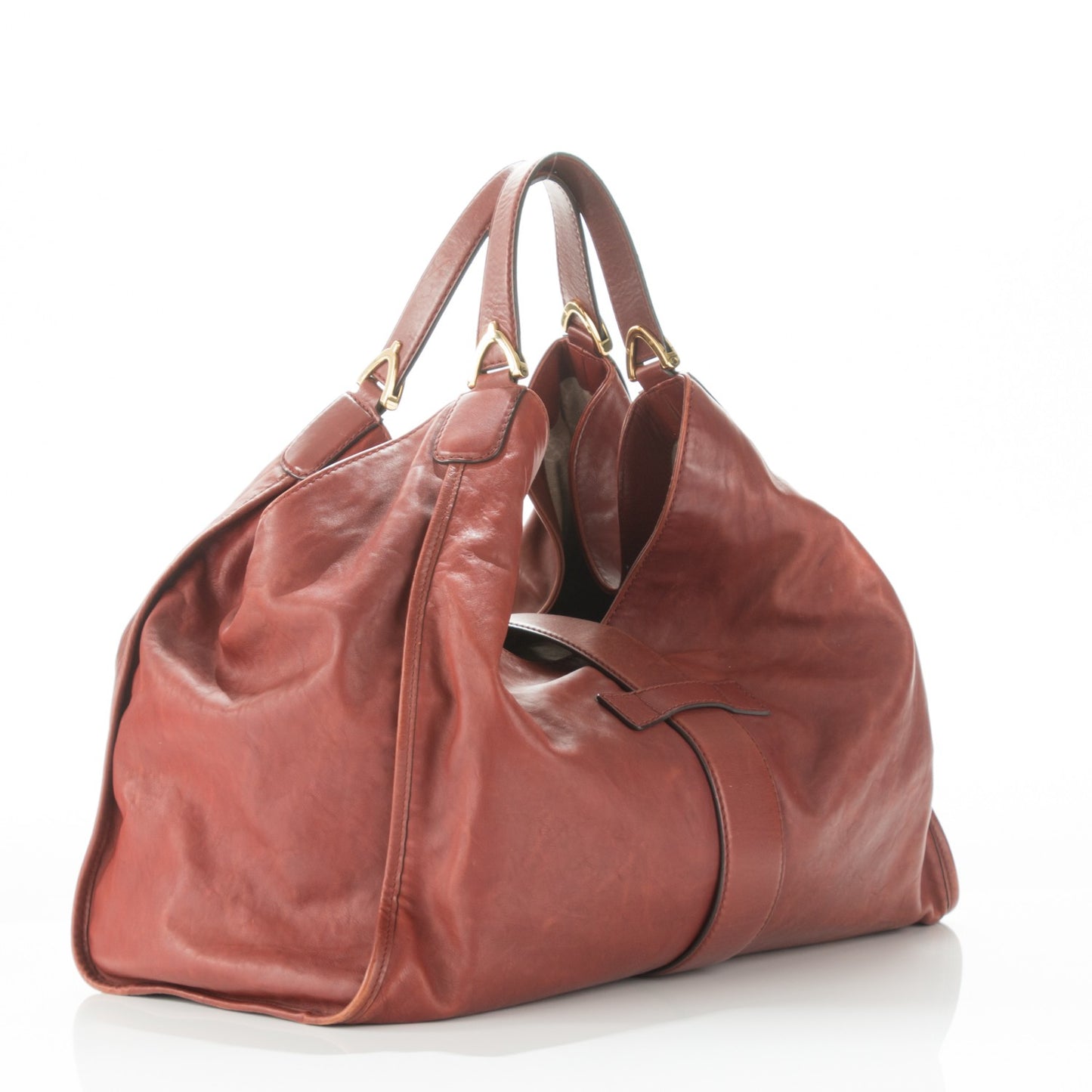Calfskin Large Soft Stirrup Shoulder Bag Red