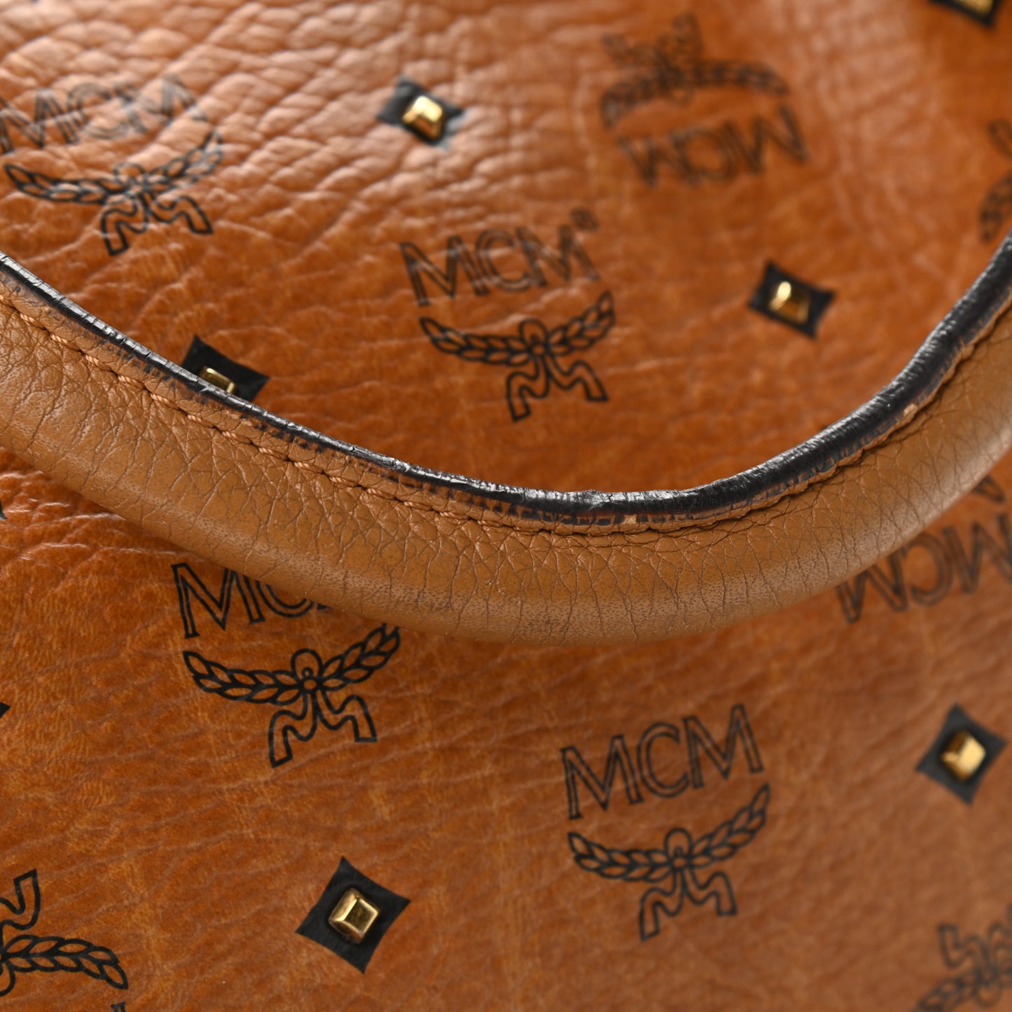 Visetos Studded Medium Drawstring Shopper Cognac