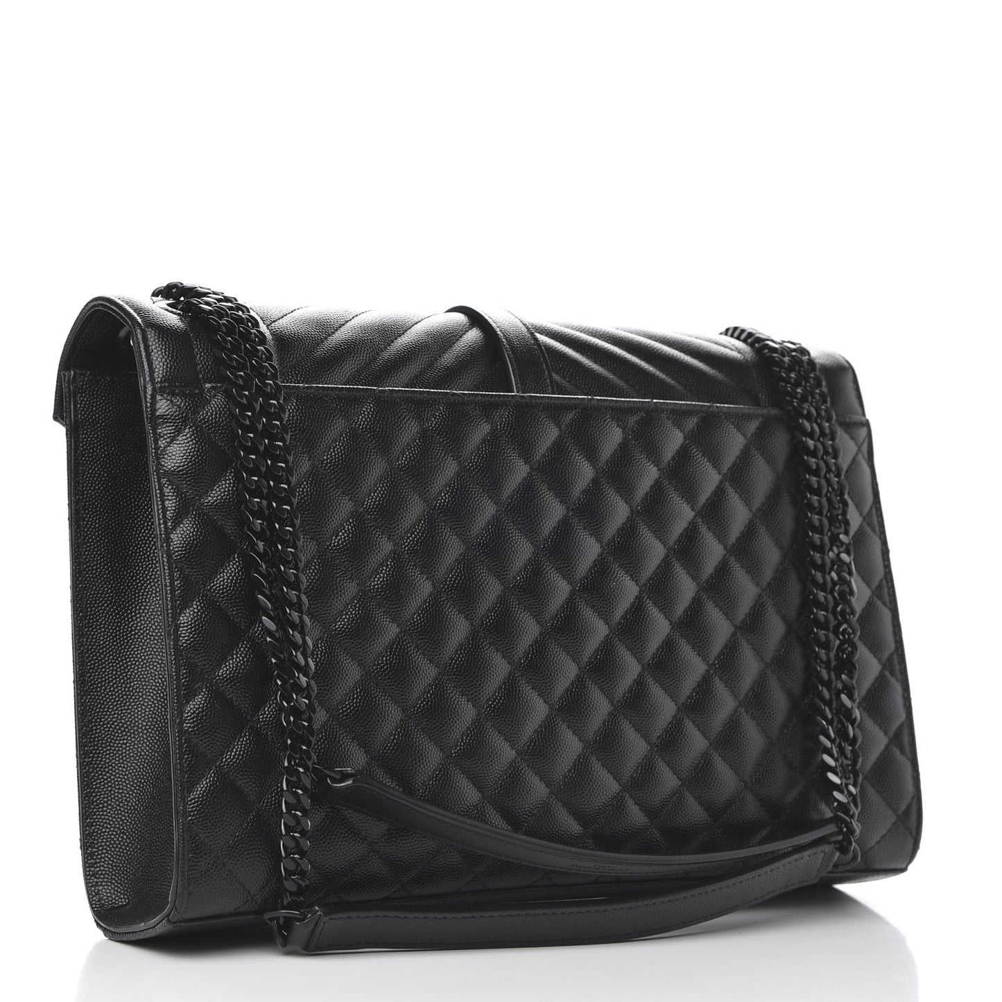 Grain De Poudre Textured Mixed Matelasse Large Triquilt Monogram Monochrome Satchel Black