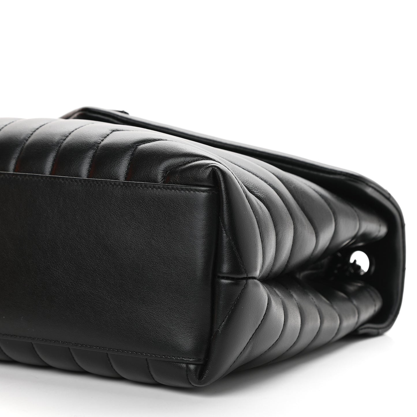 Calfskin Y Quilted Monogram Medium Loulou Chain Satchel Black