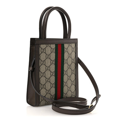 Gucci GG Supreme Monogram Textured Dollar Calfskin Web Super Mini Ophidia Mini Tote Bag Beige Ebony New Acero 3 of 11