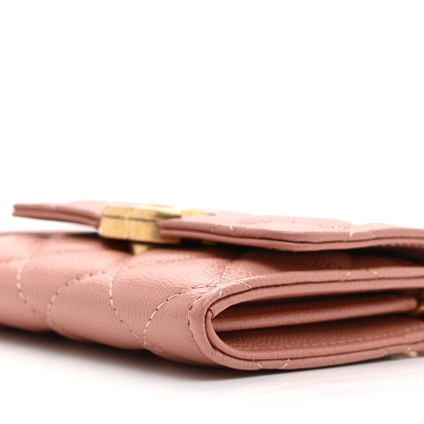 Caviar Quilted Bracelet On Chain Clutch Pink