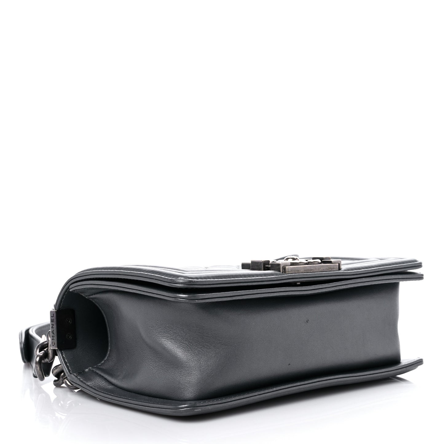 Lambskin Quilted Small Boy Flap Dark Grey