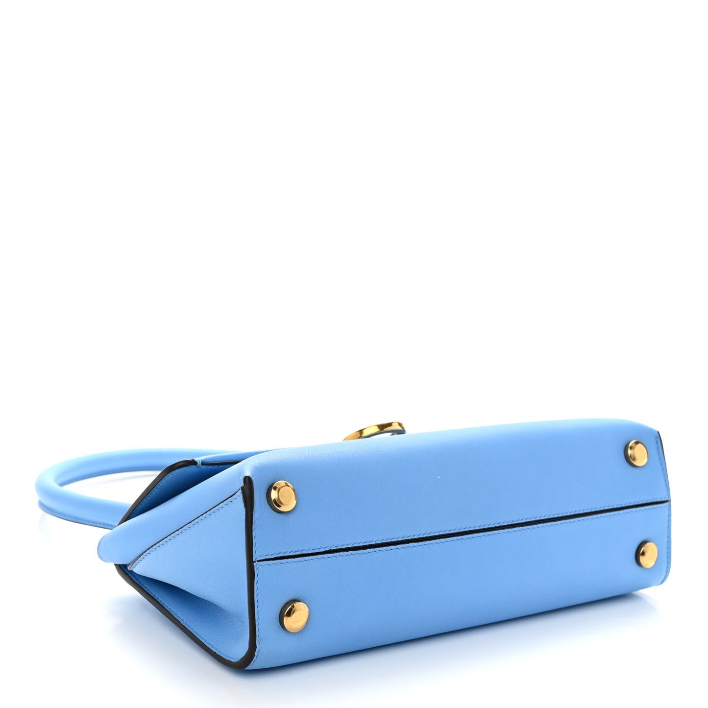 Calfskin Trifolio Swing Top Handle Bag Blue