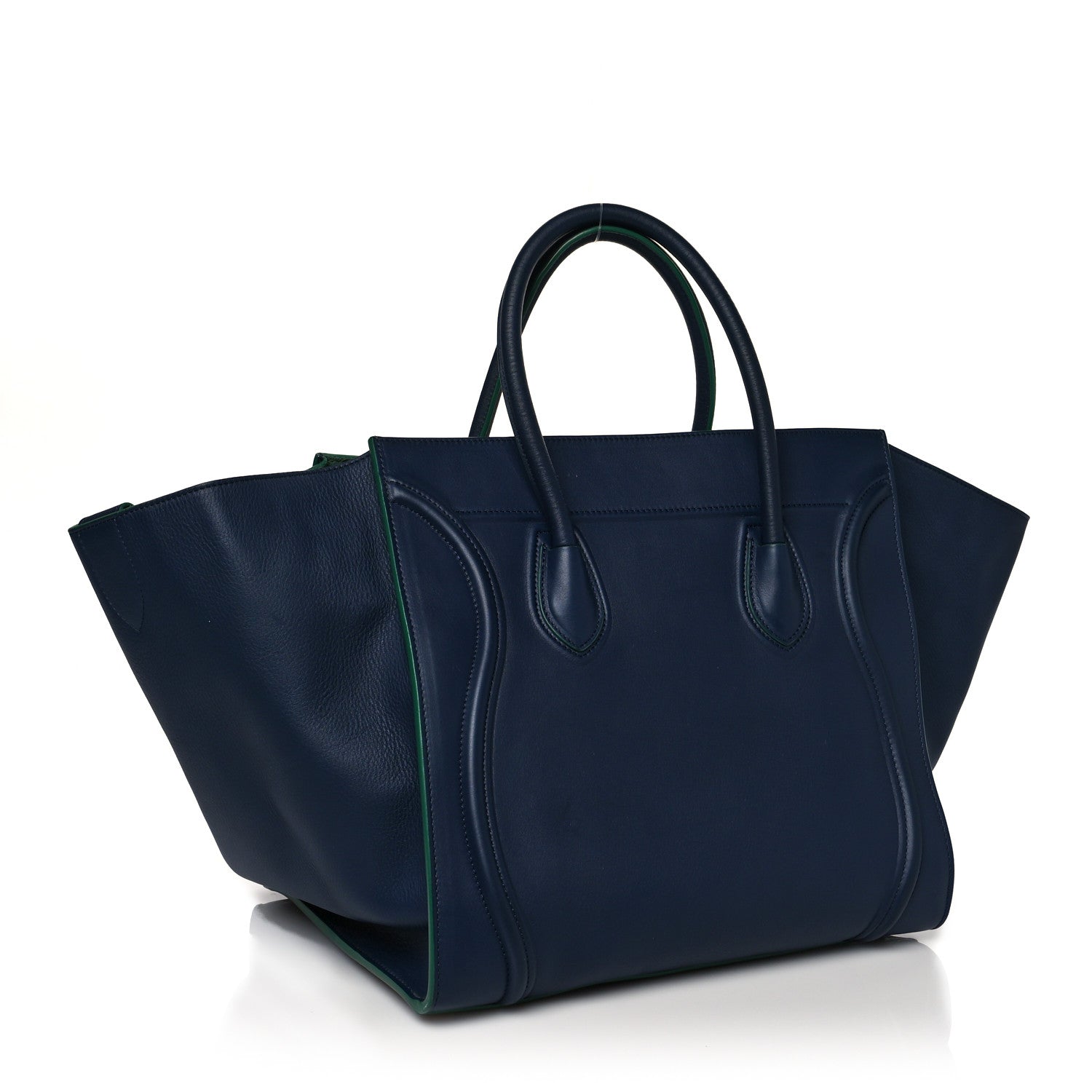 Celine Supple Calfskin Medium Phantom Luggage Navy Blue Green Trim 2 of 10