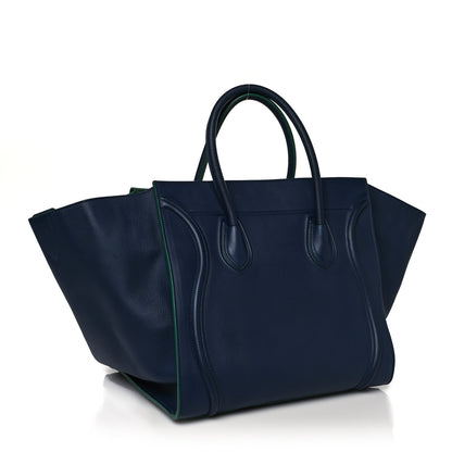 Celine Supple Calfskin Medium Phantom Luggage Navy Blue Green Trim 2 of 10