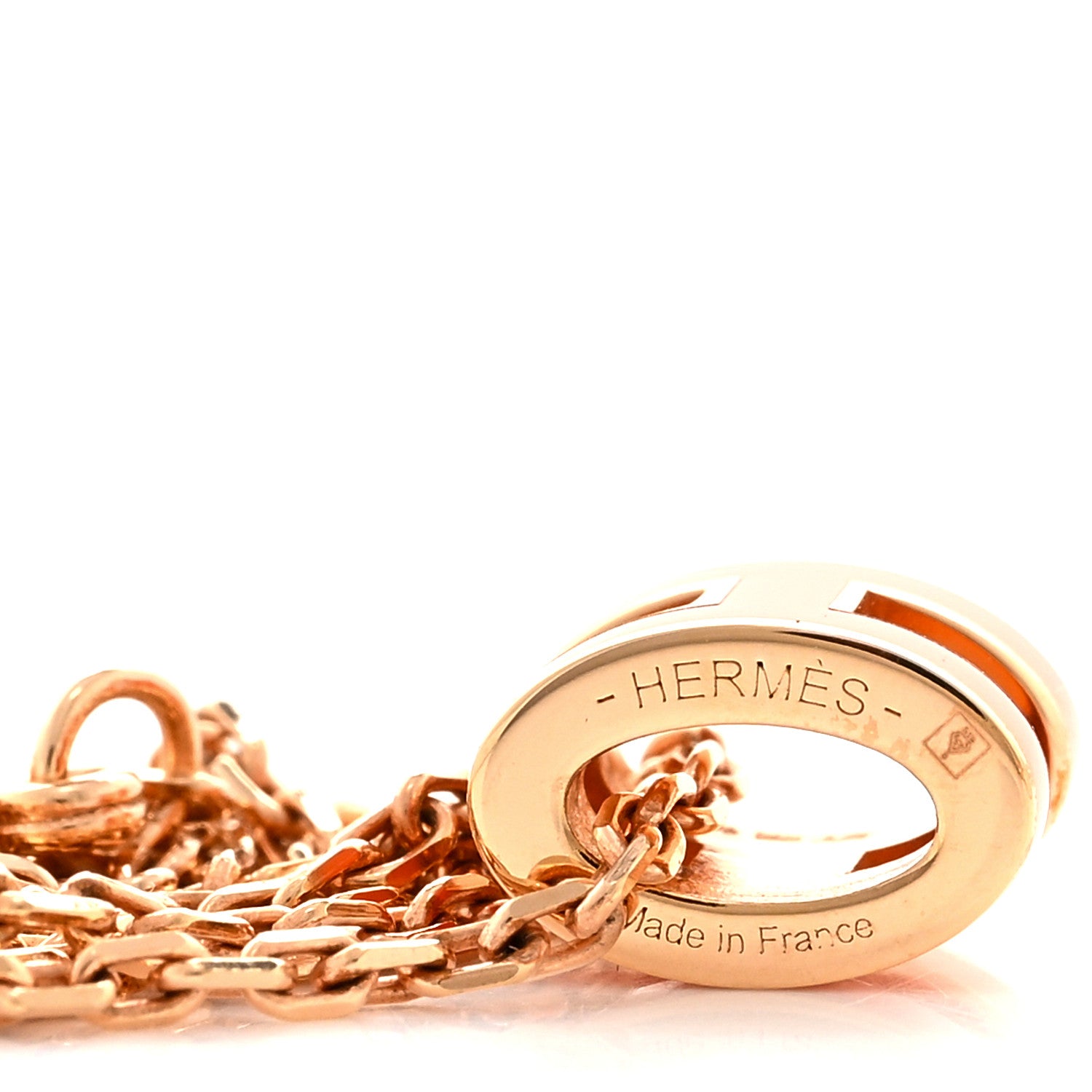 Hermes Lacquered Rose Gold Mini Pop H Pendant Necklace Orange 5 of 6