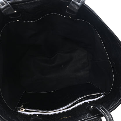 Balenciaga Agneau Arena Striped Patchwork Large Barbes East West Shopper Black White 5 of 11