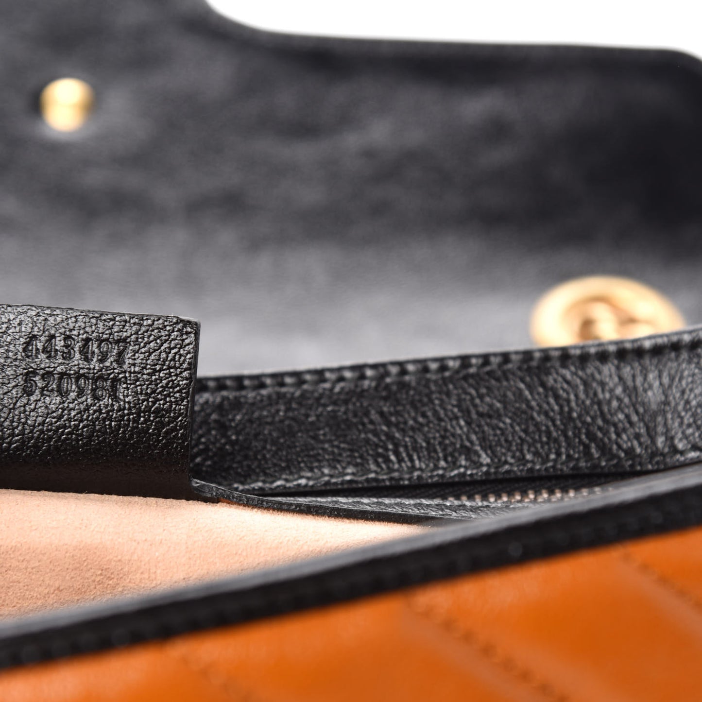 Vintage Effect Calfskin Matelasse Diagonal Small Torchon GG Marmont Shoulder Bag Cognac Black