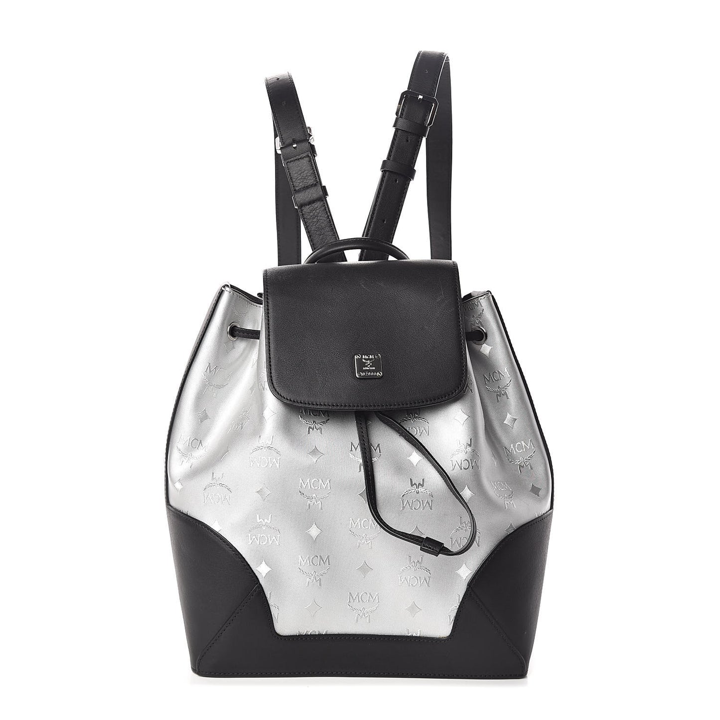 Metallic Monogram Claudia Backpack Silver Black
