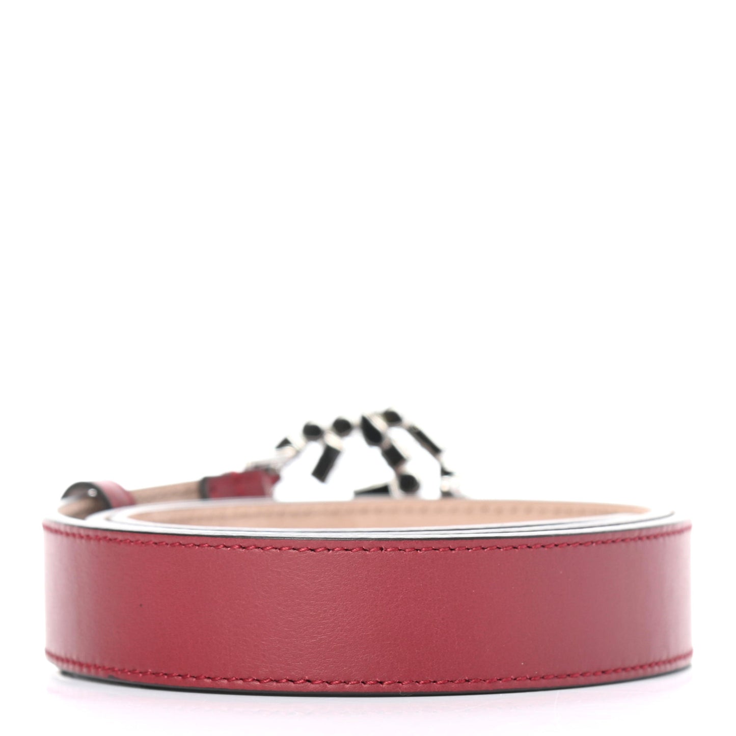 Calfskin Crystal Interlocking G Belt 90 36 Burgundy