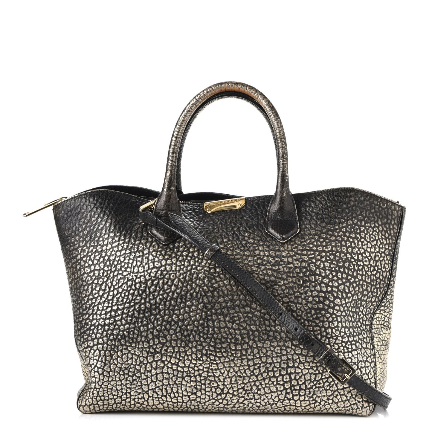 Gradient Metallic Signature Grain Medium Dewsbury Tote Black Gold