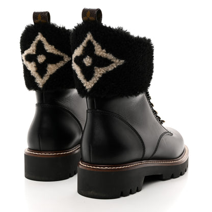 Louis Vuitton Calfskin Shearling Territory Ranger Combat Boots 37 Black 4 of 8