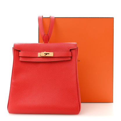 Hermes Taurillon Clemence Kelly Ado Backpack Rouge De Coeur 12 of 12