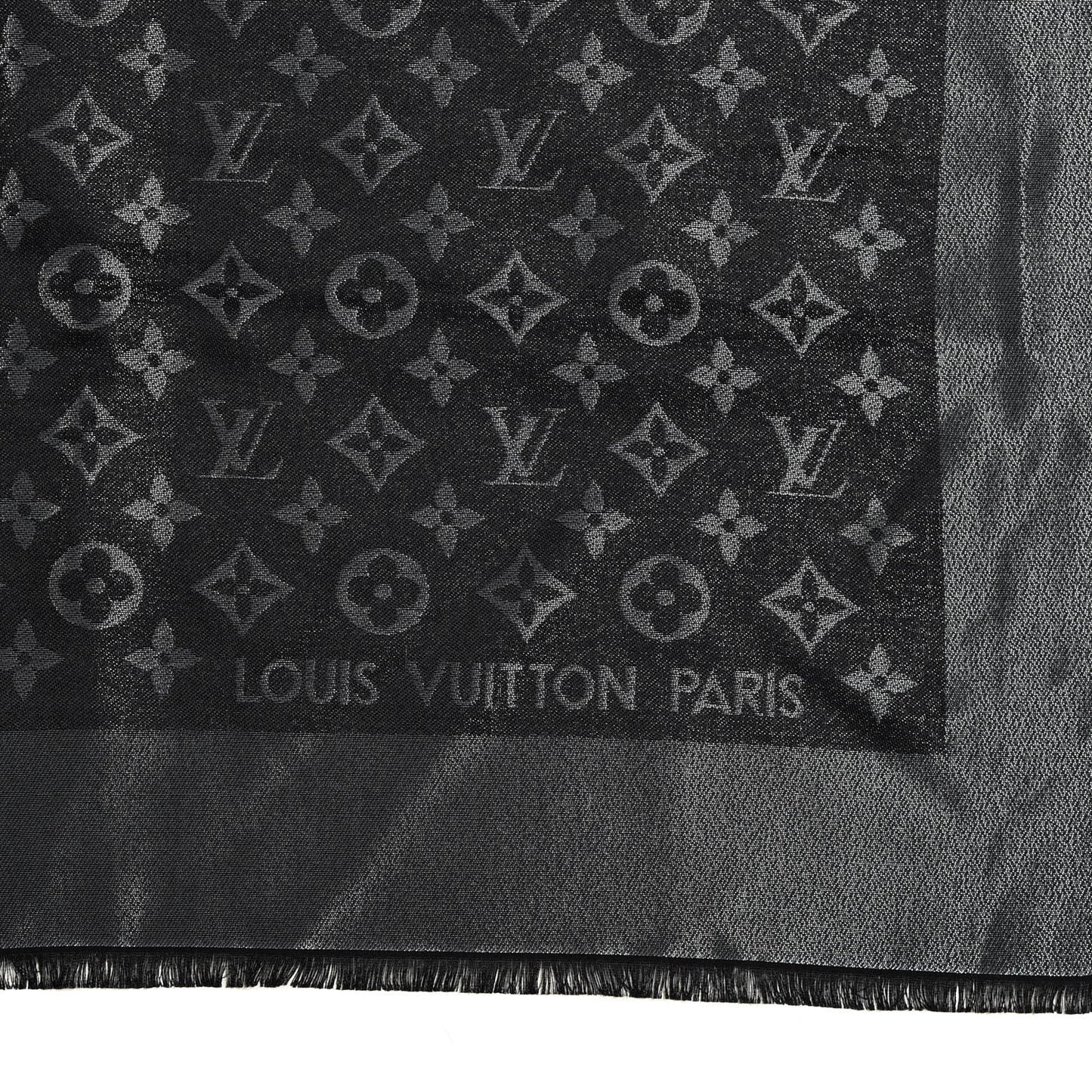 Silk Lurex Wool Monogram Shine Shawl Black