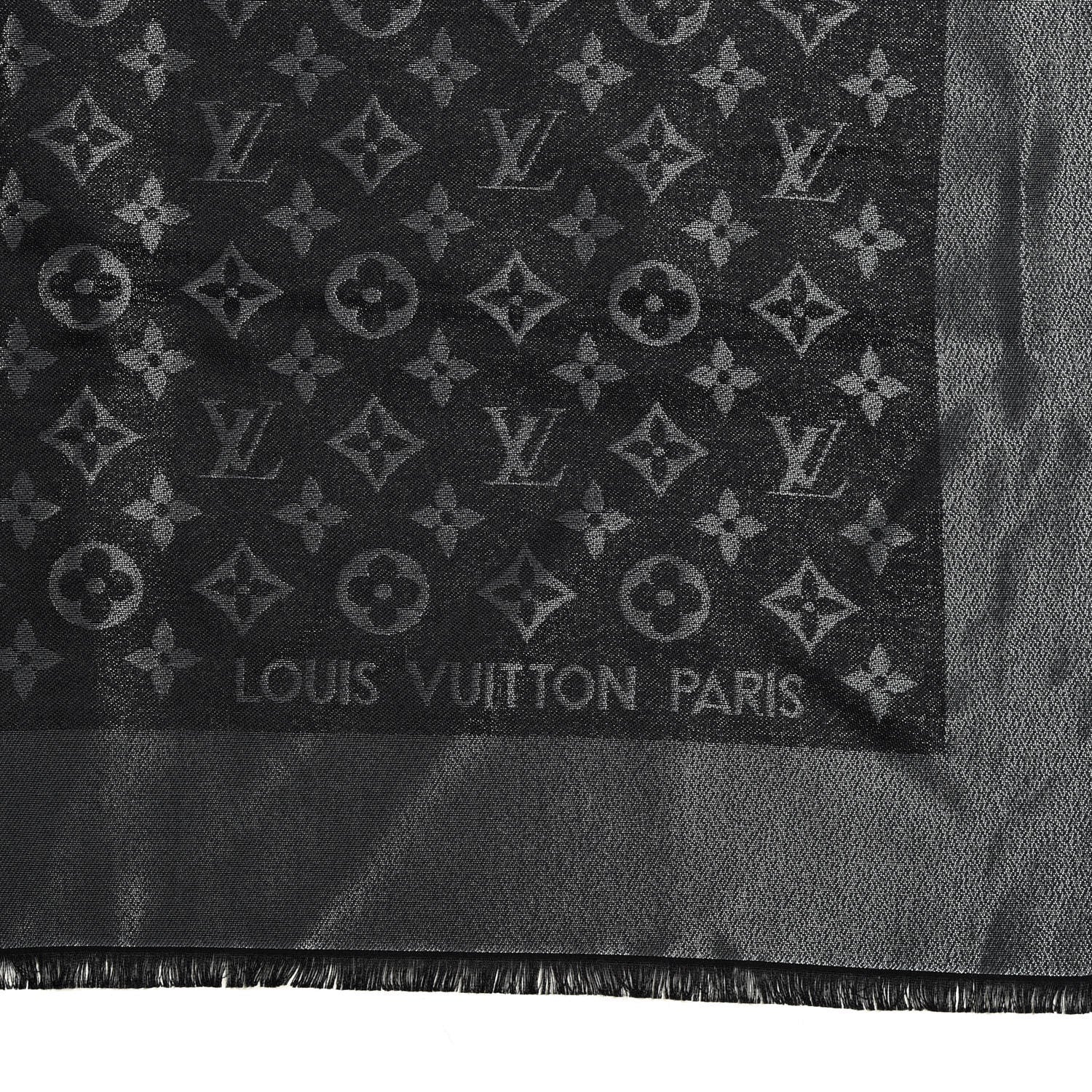 Louis Vuitton Silk Lurex Wool Monogram Shine Shawl Black 2 of 2