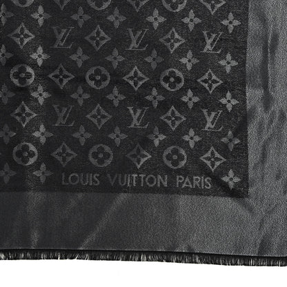 Louis Vuitton Silk Lurex Wool Monogram Shine Shawl Black 2 of 2