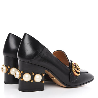 Gucci Malaga Kid Web Pearl Embellished Peyton 75mm Loafer Pumps 36 Black 4 of 9