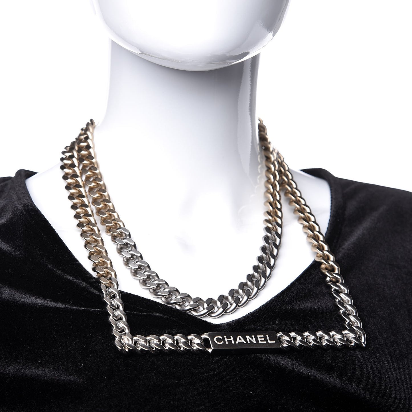 Oversized Chain Logo Short Necklace Gold Silver