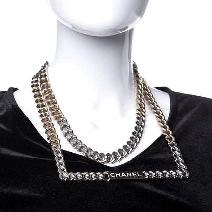 Chanel Oversized Chain Logo Short Necklace Gold Silver 2 of 5