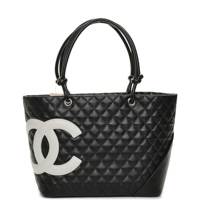 Chanel Calfskin Quilted Large Cambon Tote Black White 1 of 7