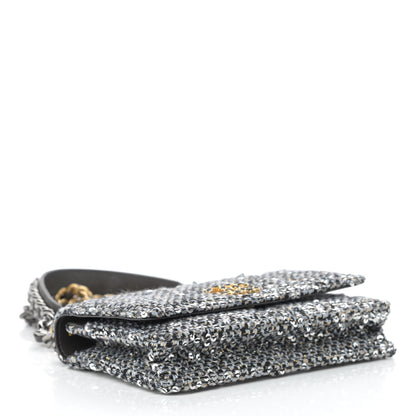 Chanel Sequin Quilted Chanel 19 Wallet On Chain WOC Silver 4 of 15