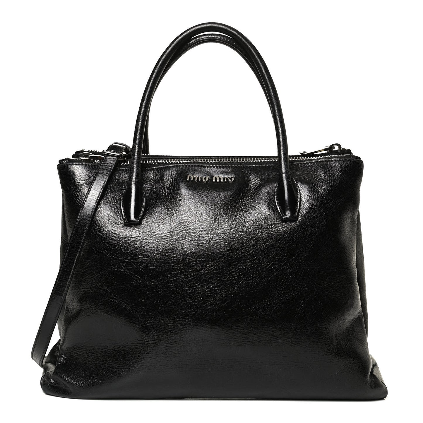 Vitello Shine Top Handle Satchel Black