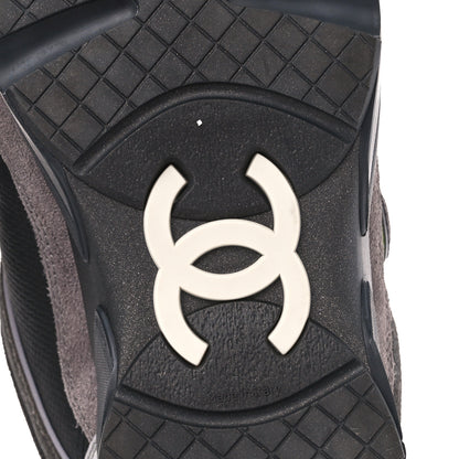 Chanel Calfskin Suede CC Sneakers 39 Black Grey 6 of 8