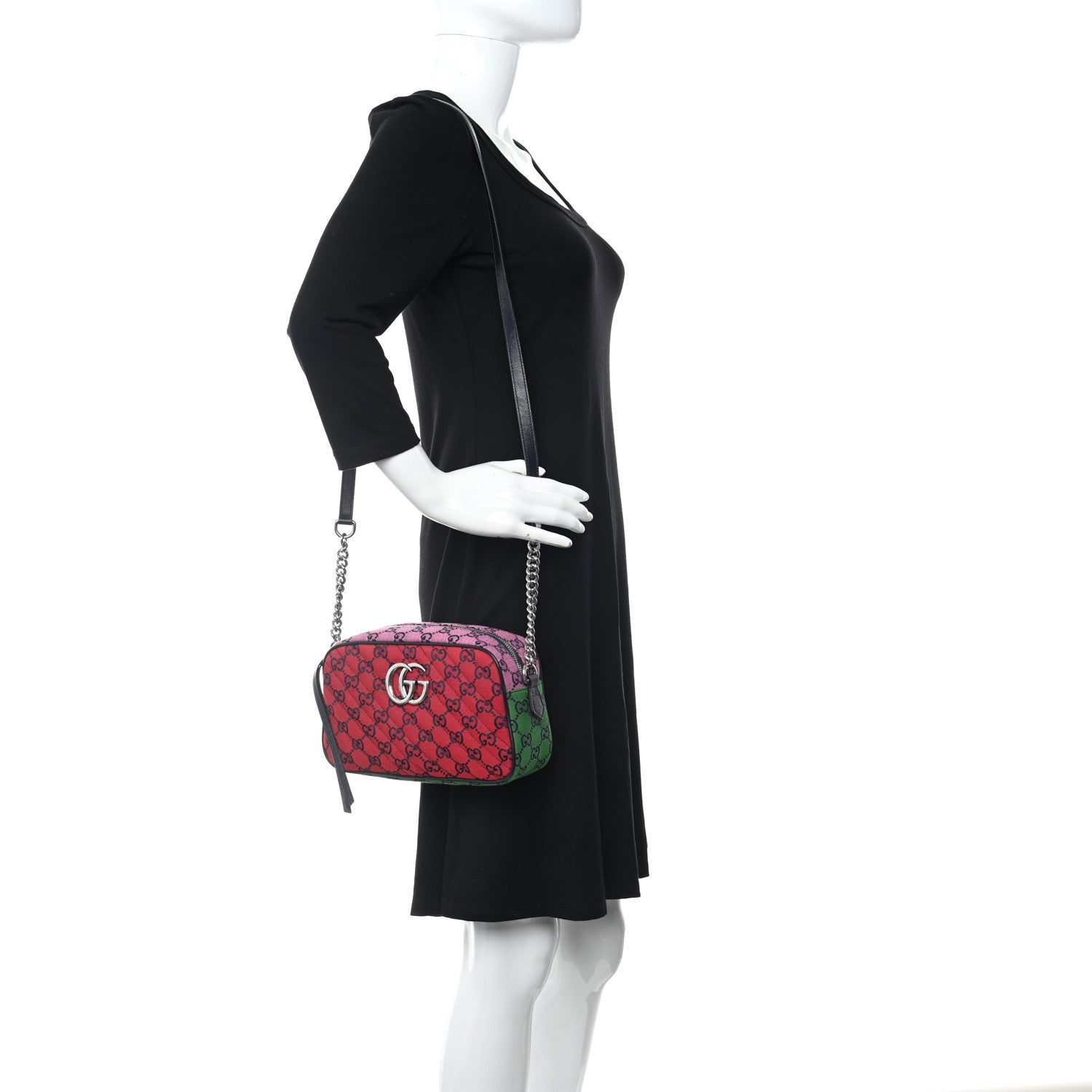 Gucci Monogram Multicolor Matelasse Diagonal Small GG Marmont Chain Shoulder Bag Red Blue Yellow Green Pink 2 of 10