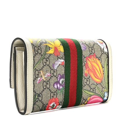 Gucci GG Supreme Monogram Flora Web Ophidia Continental Wallet White 3 of 8