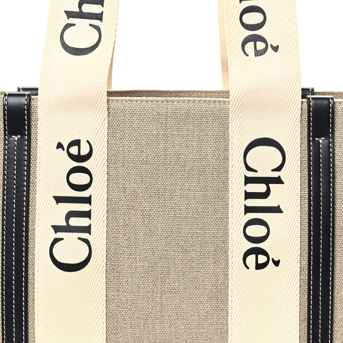 Cotton Calfskin Medium Woody Ribbon Tote White Blue