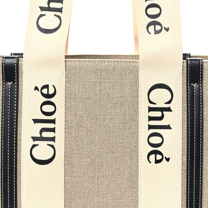 Chloe Cotton Calfskin Medium Woody Ribbon Tote White Blue 8 of 10