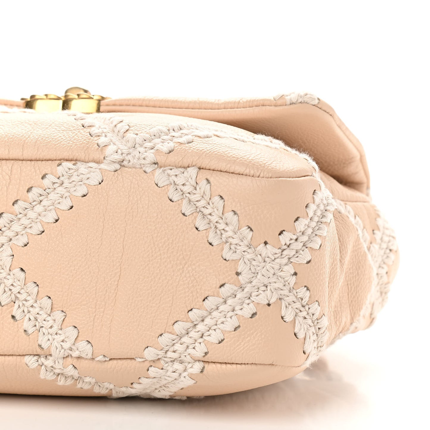 Calfskin Crochet Medium Chanel 19 Flap Beige