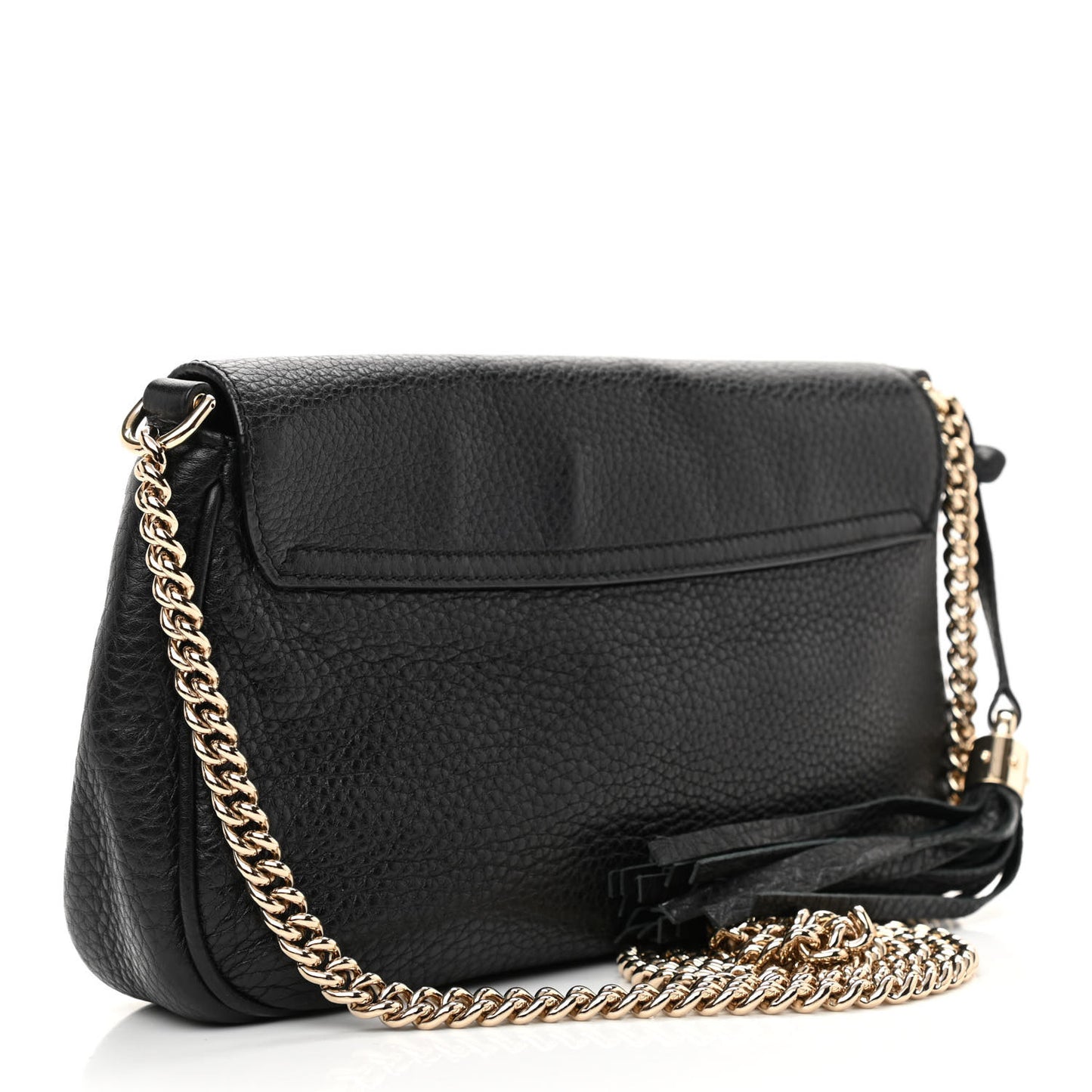 Pebbled Calfskin Medium Soho Flap Crossbody Black