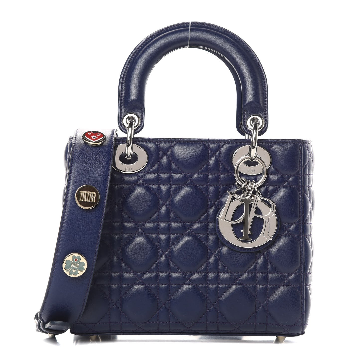 Lambskin Cannage Small Lucky Badges My Lady Dior Navy