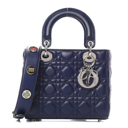 Christian Dior Lambskin Cannage Small Lucky Badges My Lady Dior Navy 1 of 13