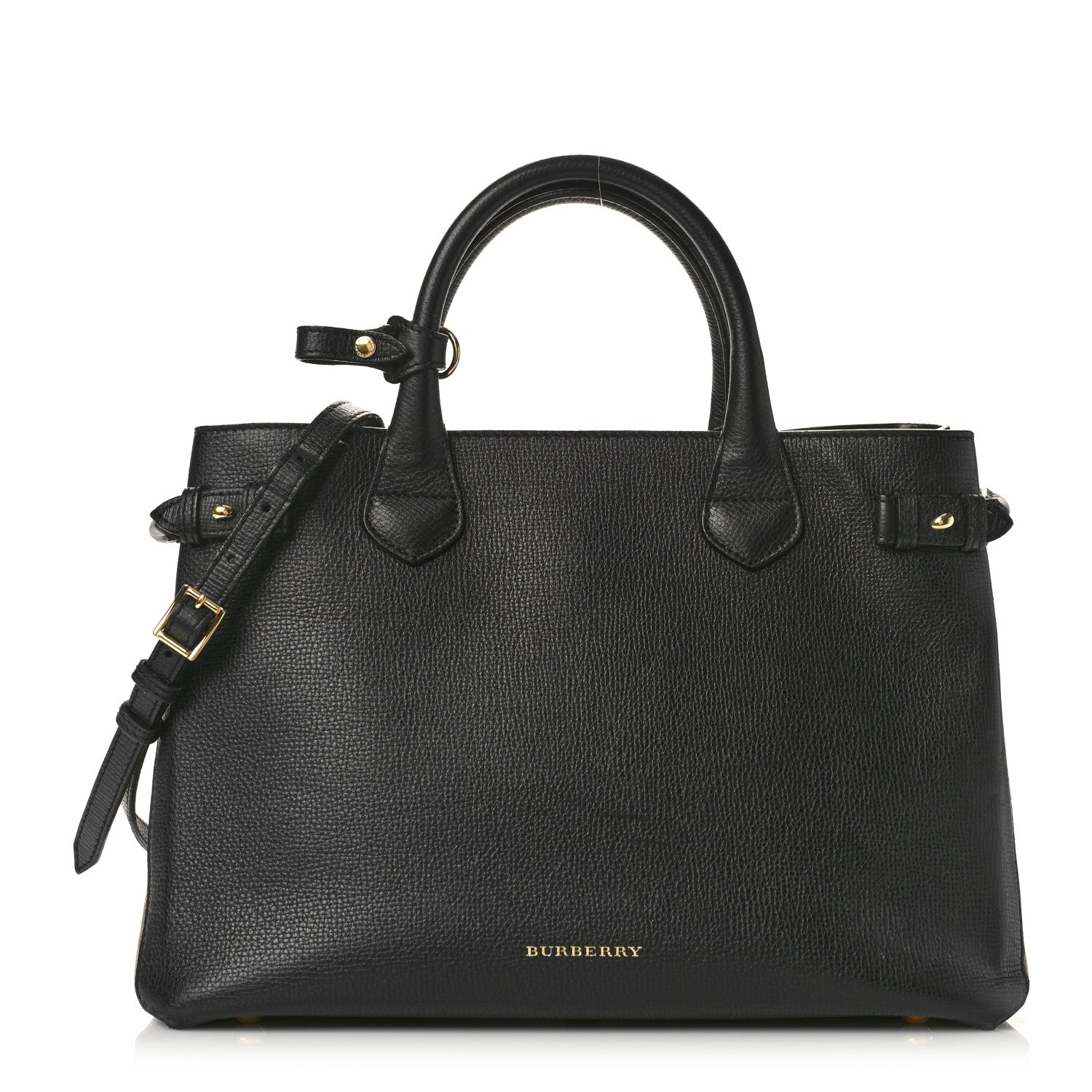 Burberry Derby Calfskin House Check Medium Banner Tote Black 1 of 10