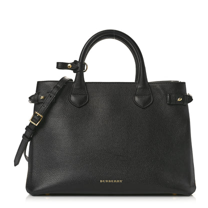 Burberry Derby Calfskin House Check Medium Banner Tote Black 1 of 10
